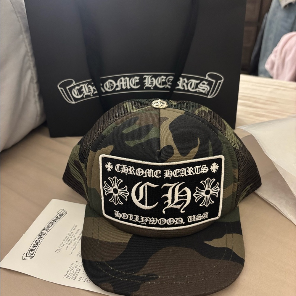 Chrome Hearts Black and White Trucker Hat